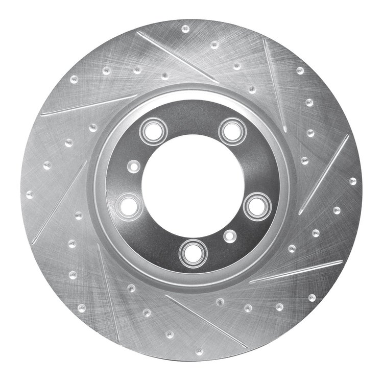 631-02121D Drilled/Slotted Brake Rotor [Silver], 2017-2021 Porsche, Position: Right Front