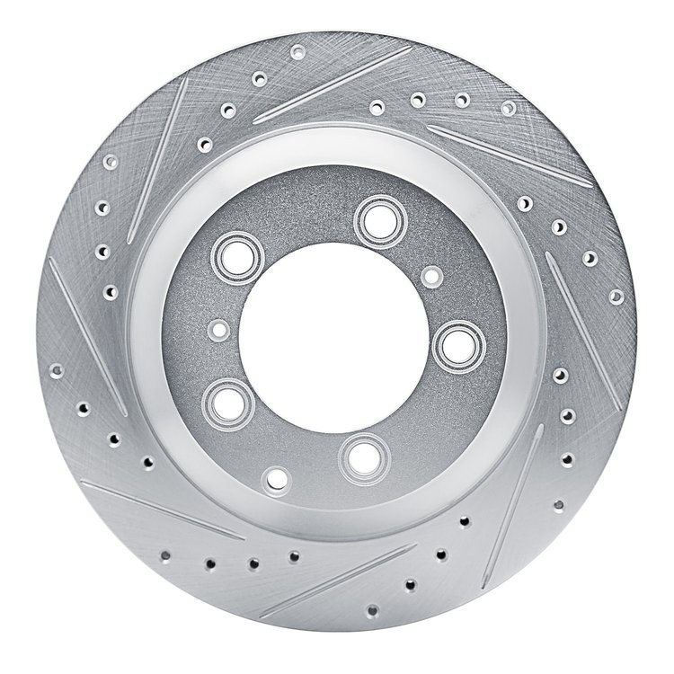 631-02130L Drilled/Slotted Brake Rotor [Silver], 2019-2021 Porsche, Position: Rear Left