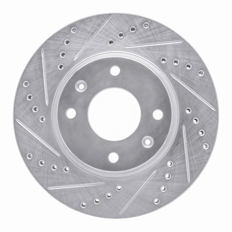 631-03000L Drilled/Slotted Brake Rotor [Silver], 2002-2006 Kia/Hyundai/Genesis, Position: Front Left