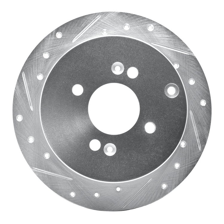 631-03002L Drilled/Slotted Brake Rotor [Silver], 2006-2012 Multiple Makes/Models, Position: Rear Left