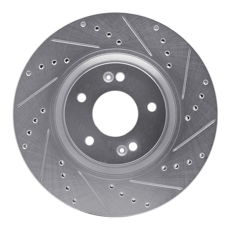 631-03003R Drilled/Slotted Brake Rotor [Silver], Fits Select Kia/Hyundai/Genesis, Position: Front Right
