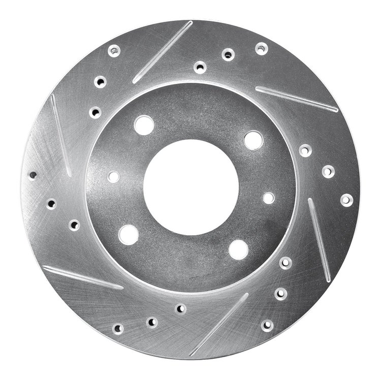 631-03004L Drilled/Slotted Brake Rotor [Silver], 1989-1998 Kia/Hyundai/Genesis, Position: Front Left