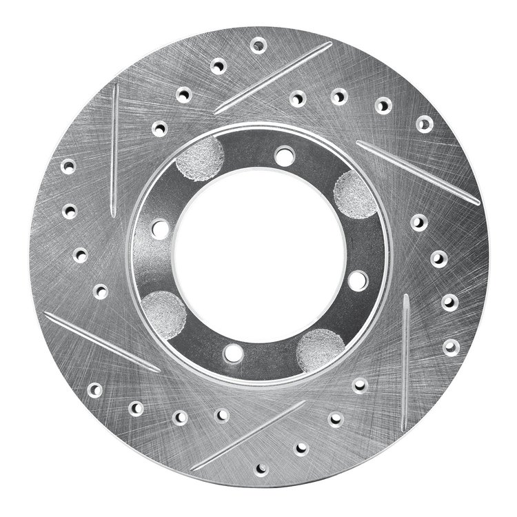 631-03005L Drilled/Slotted Brake Rotor [Silver], 1987-1999 Multiple Makes/Models, Position: Front Left