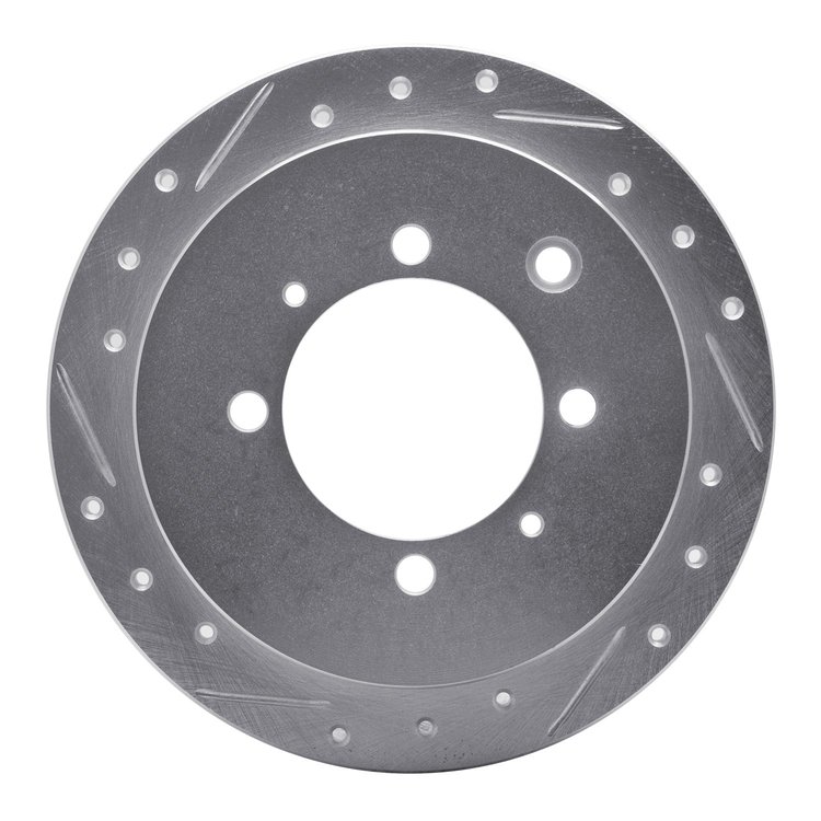 631-03006L Drilled/Slotted Brake Rotor [Silver], 1991-1993 Kia/Hyundai/Genesis, Position: Rear Left