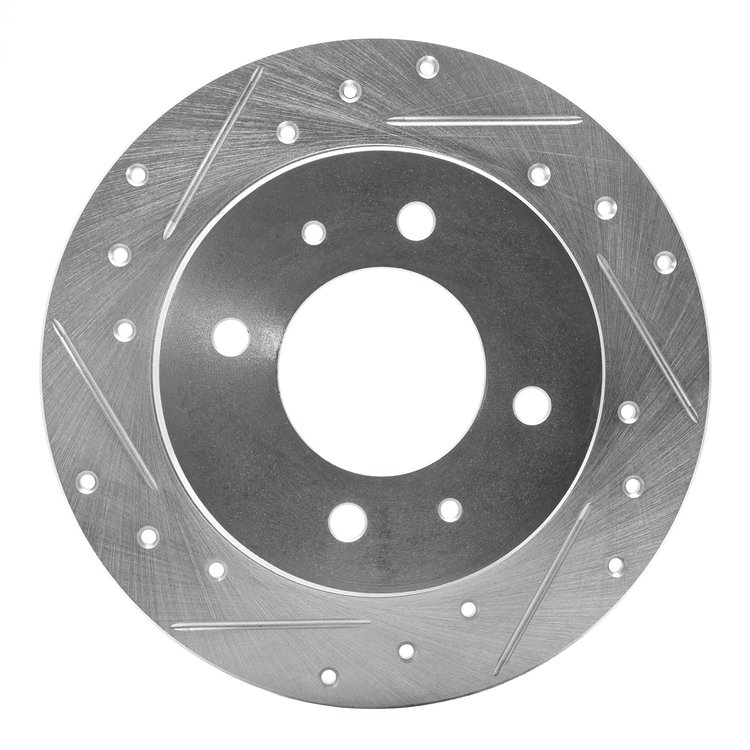 631-03010L Drilled/Slotted Brake Rotor [Silver], 1997-2006 Kia/Hyundai/Genesis, Position: Rear Left