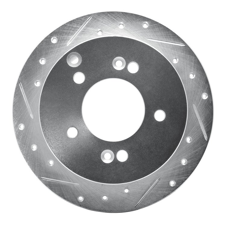 631-03014L Drilled/Slotted Brake Rotor [Silver], 2001-2010 Kia/Hyundai/Genesis, Position: Rear Left