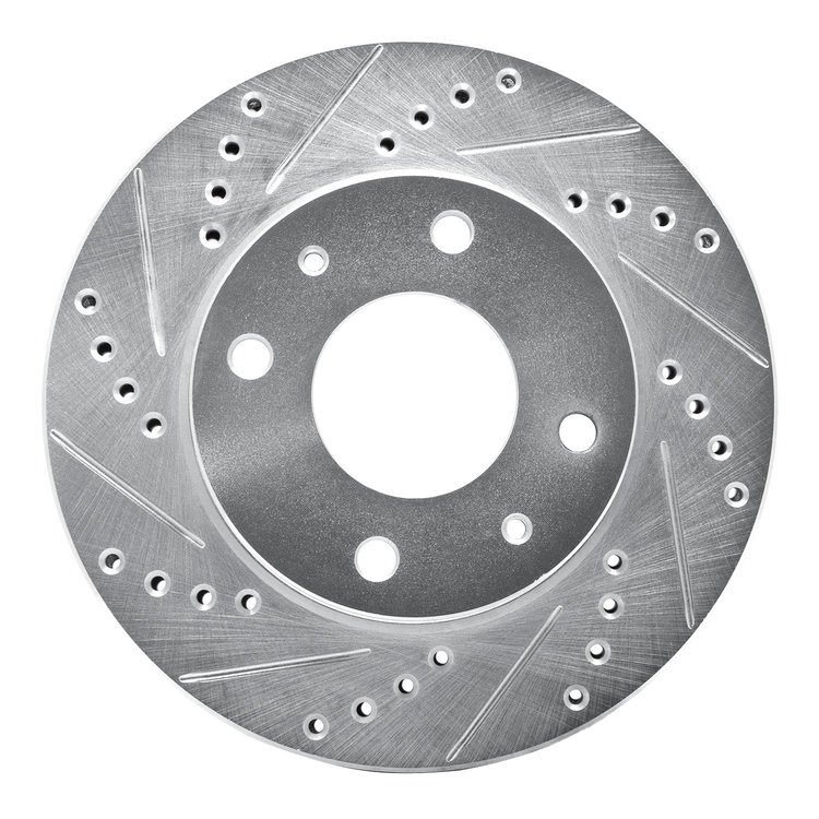 631-03015L Drilled/Slotted Brake Rotor [Silver], 2001-2003 Kia/Hyundai/Genesis, Position: Front Left