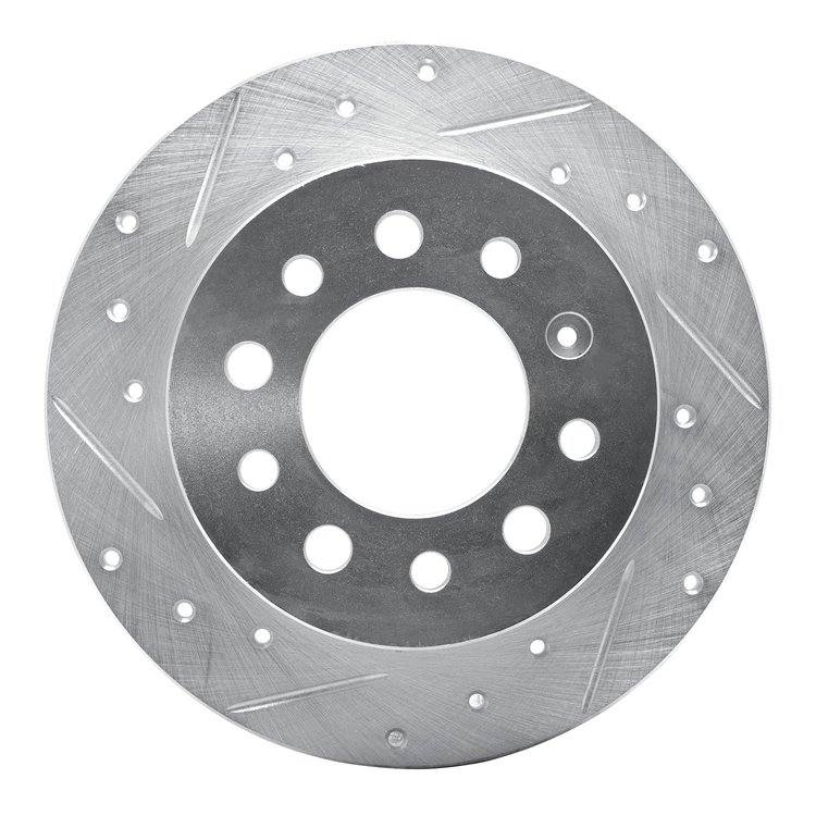 631-03017L Drilled/Slotted Brake Rotor [Silver], 2003-2008 Kia/Hyundai/Genesis, Position: Rear Left