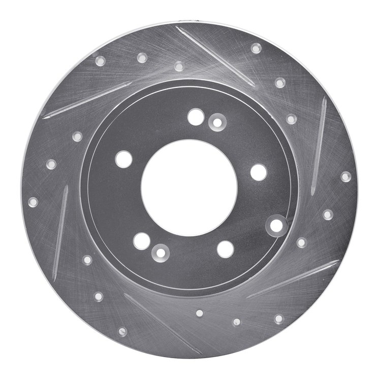 631-03021R Drilled/Slotted Brake Rotor [Silver], 2005-2020 Kia/Hyundai/Genesis, Position: Rear Right
