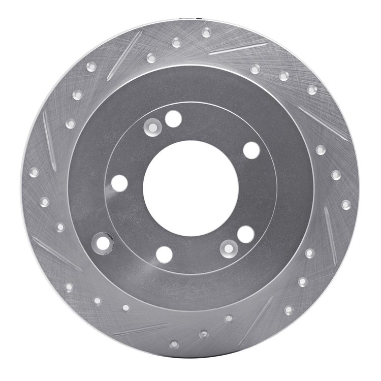 631-03022L Drilled/Slotted Brake Rotor [Silver], 2006-2009 Kia/Hyundai/Genesis, Position: Rear Left