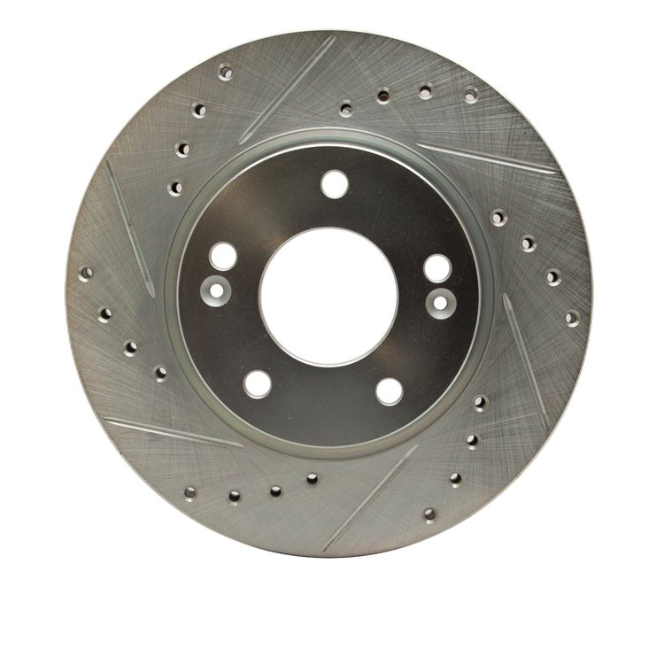 631-03023L Drilled/Slotted Brake Rotor [Silver], 2007-2010 Kia/Hyundai/Genesis, Position: Front Left