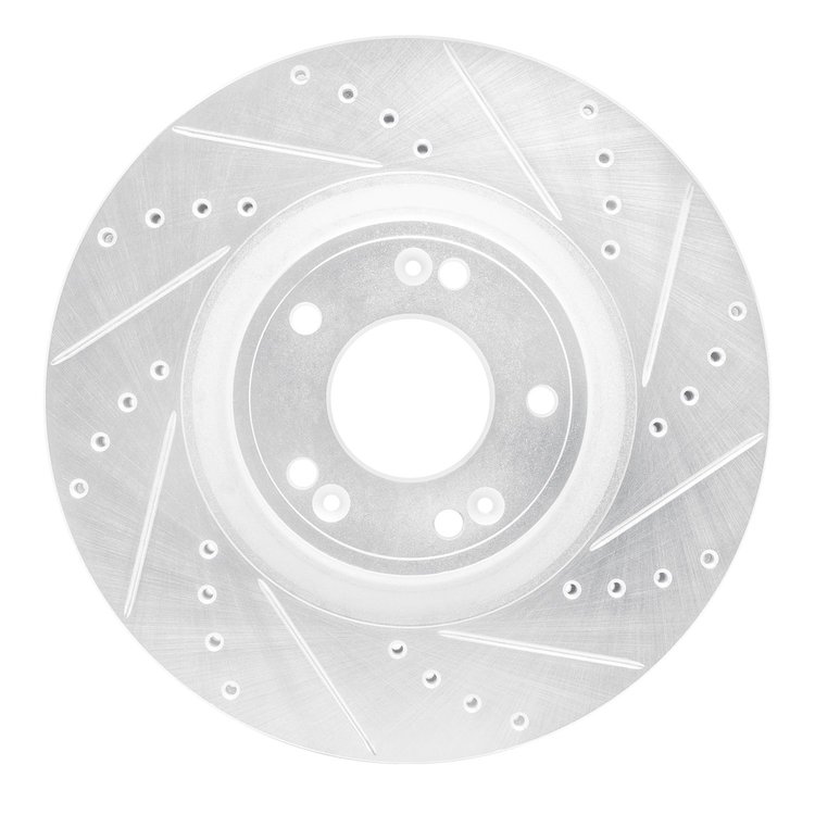 631-03028R Drilled/Slotted Brake Rotor [Silver], 2009-2014 Kia/Hyundai/Genesis, Position: Front Right
