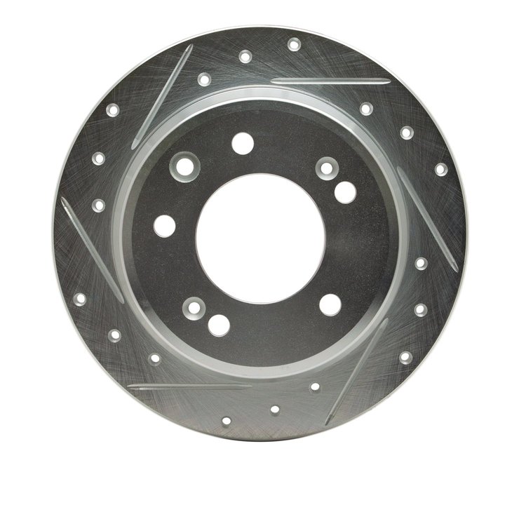 631-03029L Drilled/Slotted Brake Rotor [Silver], 2009-2016 Kia/Hyundai/Genesis, Position: Rear Left