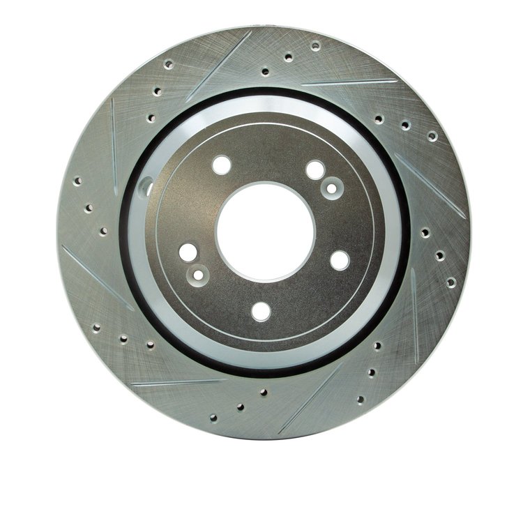 631-03035L Drilled/Slotted Brake Rotor [Silver], 2011-2017 Kia/Hyundai/Genesis, Position: Rear Left