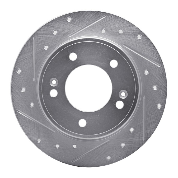 631-03037L Drilled/Slotted Brake Rotor [Silver], Fits Select Kia/Hyundai/Genesis, Position: Rear Left
