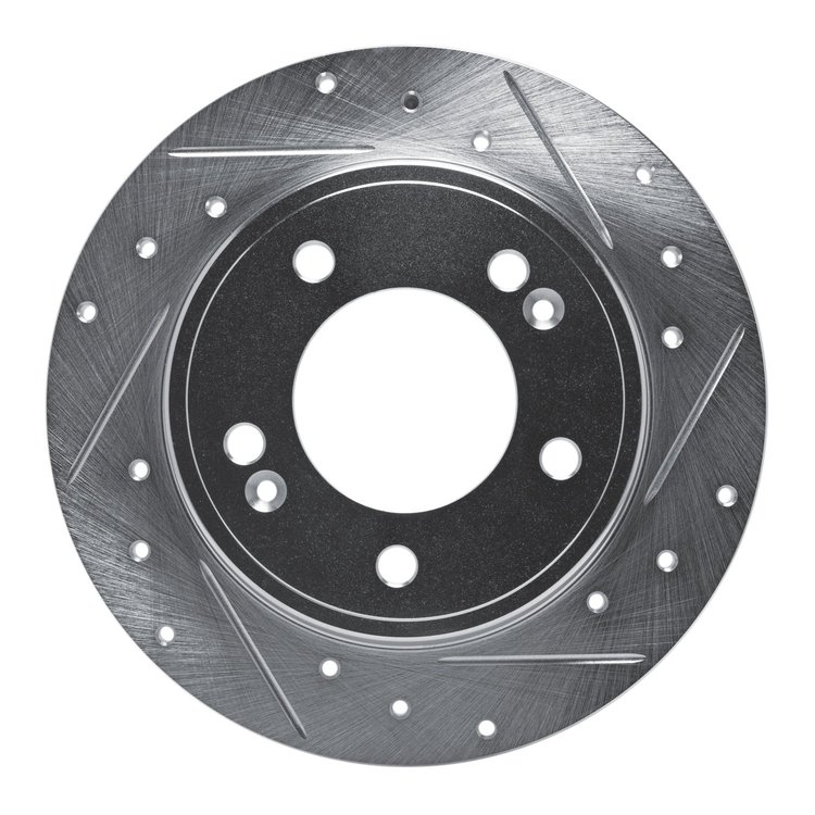 631-03037R Drilled/Slotted Brake Rotor [Silver], Fits Select Kia/Hyundai/Genesis, Position: Rear Right