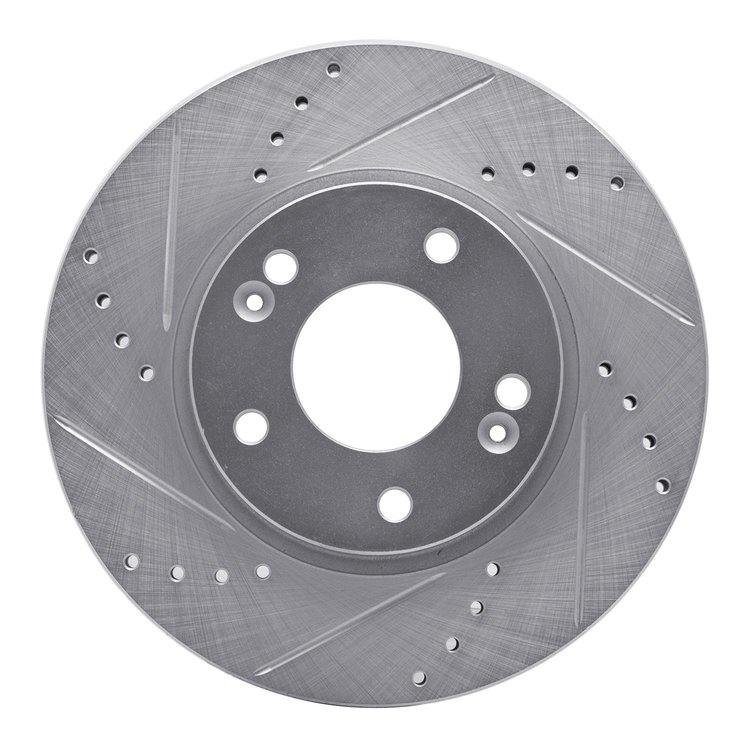 631-03038L Drilled/Slotted Brake Rotor [Silver], Fits Select Kia/Hyundai/Genesis, Position: Front Left