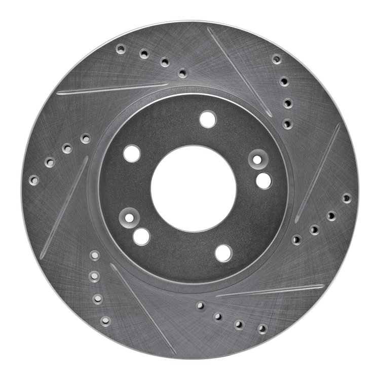 631-03038R Drilled/Slotted Brake Rotor [Silver], Fits Select Kia/Hyundai/Genesis, Position: Front Right
