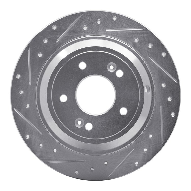 631-03039L Drilled/Slotted Brake Rotor [Silver], 2009-2020 Kia/Hyundai/Genesis, Position: Rear Left