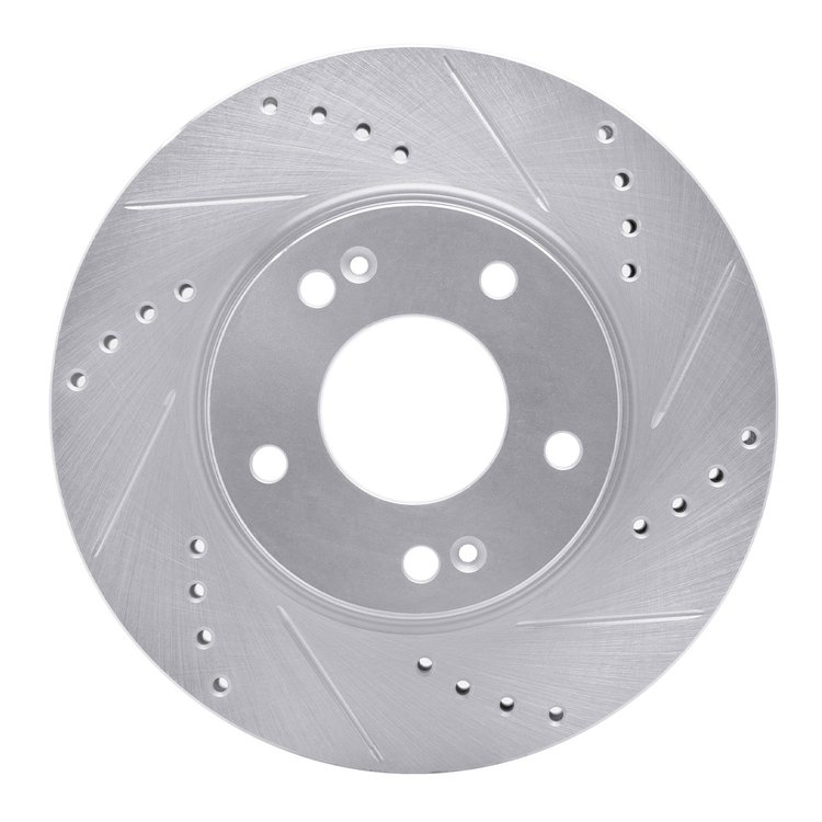 631-03043R Drilled/Slotted Brake Rotor [Silver], 2001-2005 Kia/Hyundai/Genesis, Position: Front Right