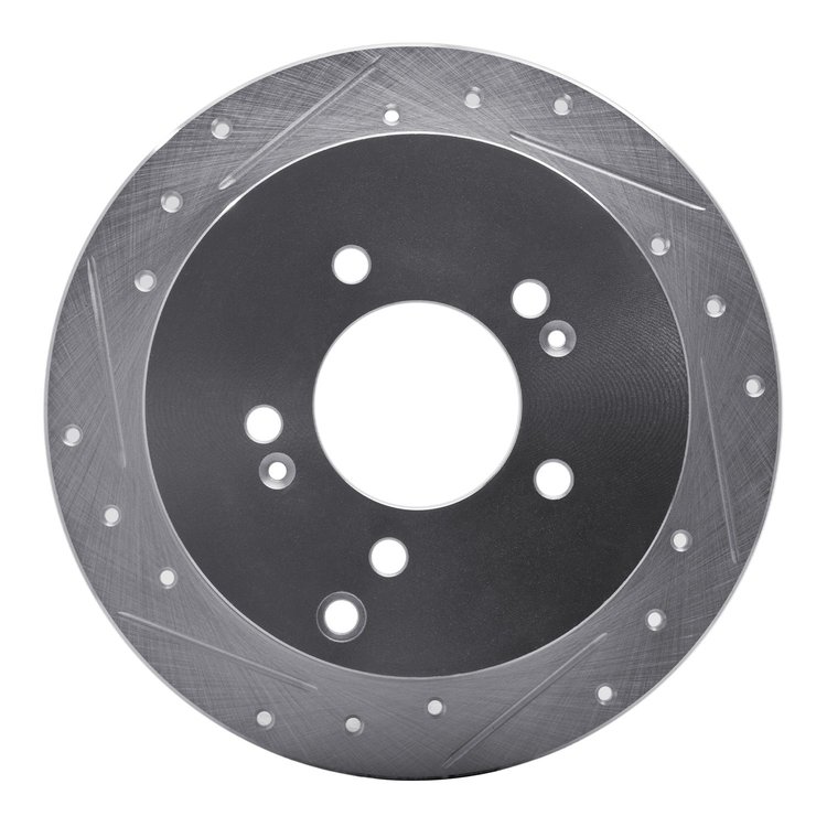 631-03044L Drilled/Slotted Brake Rotor [Silver], 2001-2016 Kia/Hyundai/Genesis, Position: Rear Left