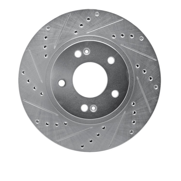 631-03045L Drilled/Slotted Brake Rotor [Silver], 2001-2006 Kia/Hyundai/Genesis, Position: Front Left