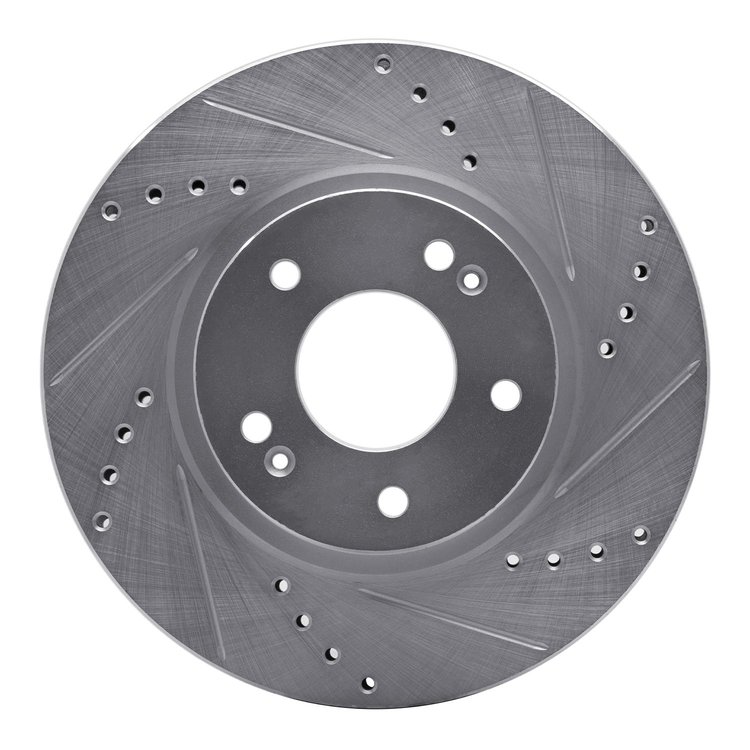 631-03045R Drilled/Slotted Brake Rotor [Silver], 2001-2006 Kia/Hyundai/Genesis, Position: Front Right
