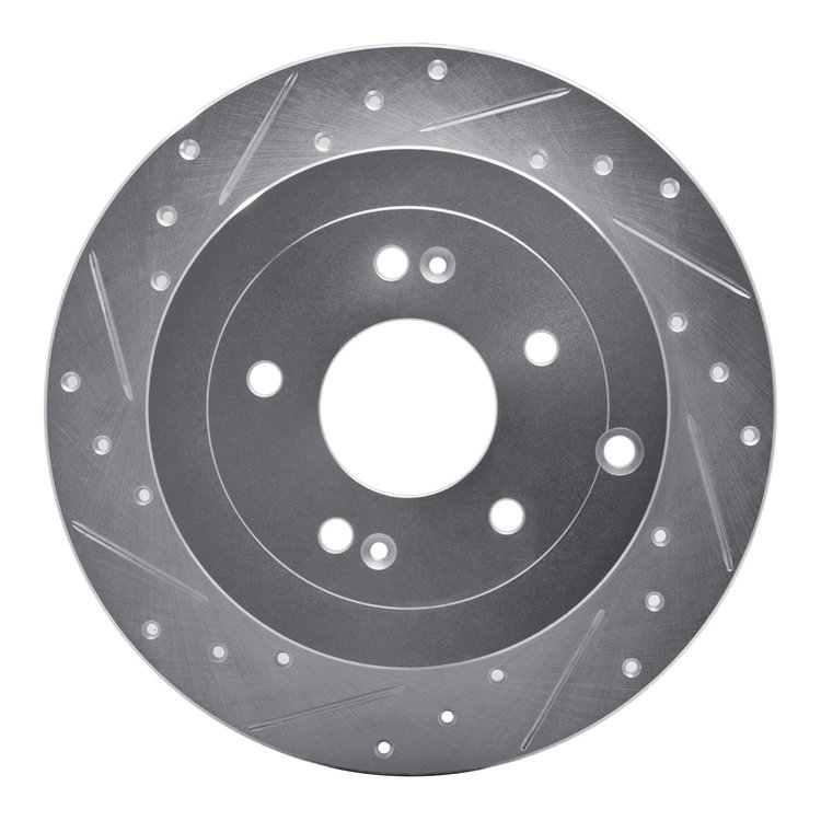 631-03046L Drilled/Slotted Brake Rotor [Silver], 2007-2009 Kia/Hyundai/Genesis, Position: Rear Left