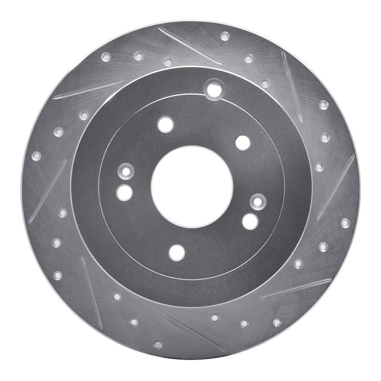 631-03046R Drilled/Slotted Brake Rotor [Silver], 2007-2009 Kia/Hyundai/Genesis, Position: Rear Right