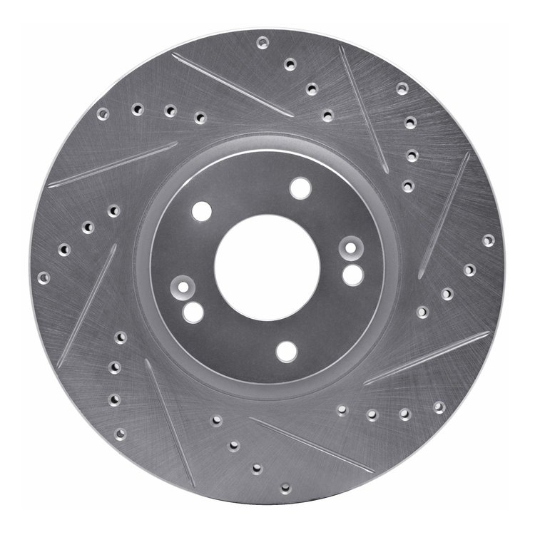 631-03047R Drilled/Slotted Brake Rotor [Silver], 2007-2012 Kia/Hyundai/Genesis, Position: Front Right