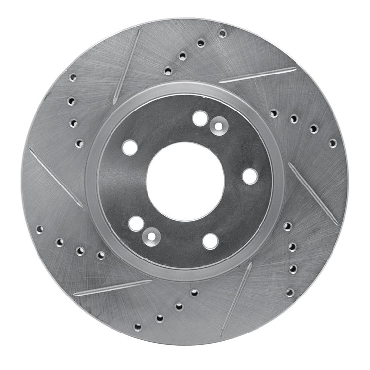 631-03048L Drilled/Slotted Brake Rotor [Silver], 2007-2012 Kia/Hyundai/Genesis, Position: Rear Left