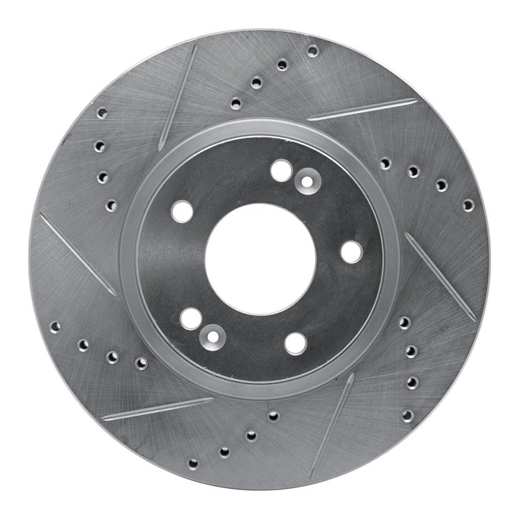 631-03049L Drilled/Slotted Brake Rotor [Silver], 2007-2009 Kia/Hyundai/Genesis, Position: Front Left