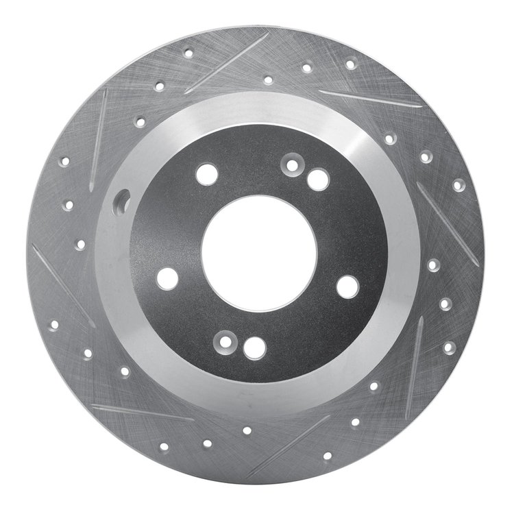 631-03050L Drilled/Slotted Brake Rotor [Silver], 2010-2021 Kia/Hyundai/Genesis, Position: Rear Left