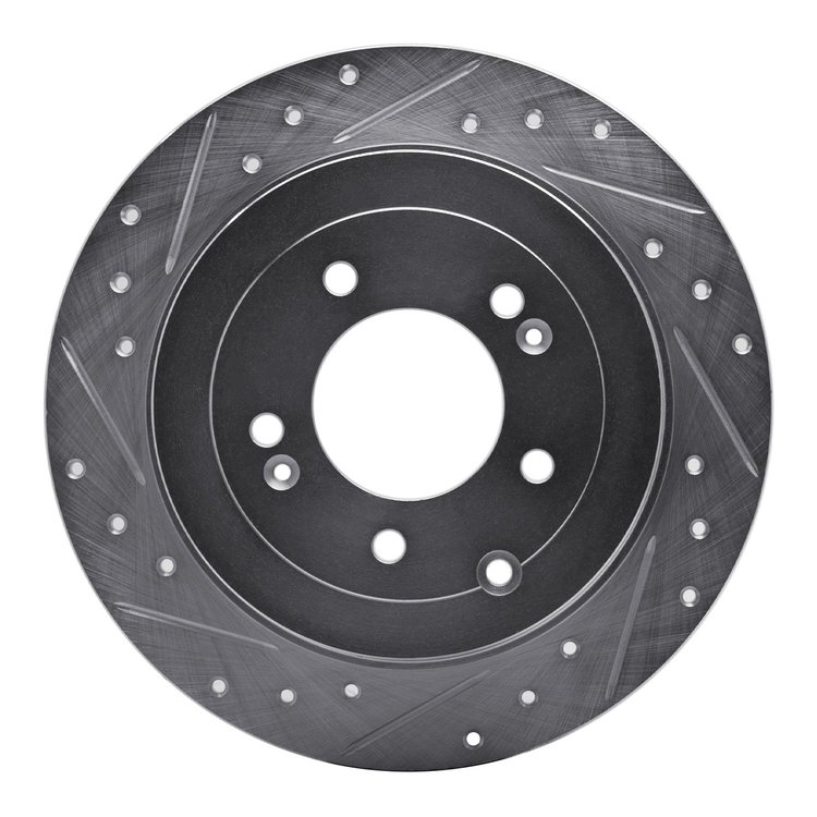 631-03052L Drilled/Slotted Brake Rotor [Silver], Fits Select Kia/Hyundai/Genesis, Position: Rear Left