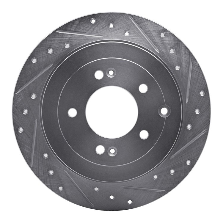 631-03052R Drilled/Slotted Brake Rotor [Silver], Fits Select Kia/Hyundai/Genesis, Position: Rear Right