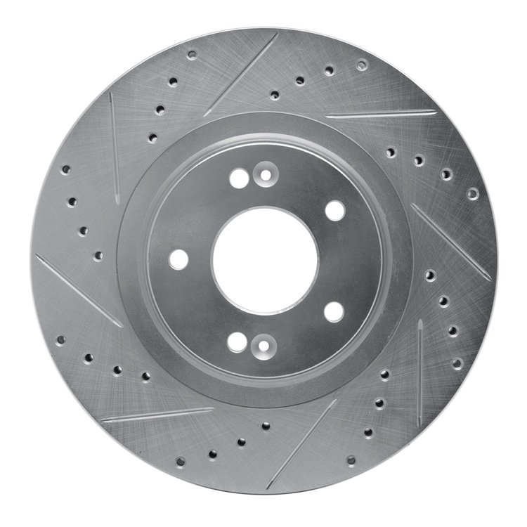 631-03053L Drilled/Slotted Brake Rotor [Silver], 2013-2020 Kia/Hyundai/Genesis, Position: Front Left