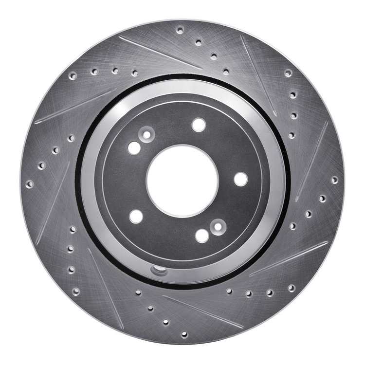 631-03056R Drilled/Slotted Brake Rotor [Silver], Fits Select Kia/Hyundai/Genesis, Position: Rear Right