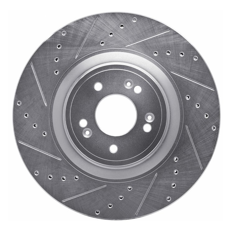 631-03057L Drilled/Slotted Brake Rotor [Silver], 2018-2020 Kia/Hyundai/Genesis, Position: Front Left