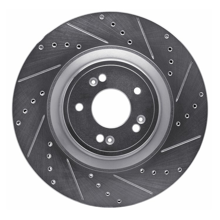 631-03057R Drilled/Slotted Brake Rotor [Silver], 2018-2020 Kia/Hyundai/Genesis, Position: Front Right