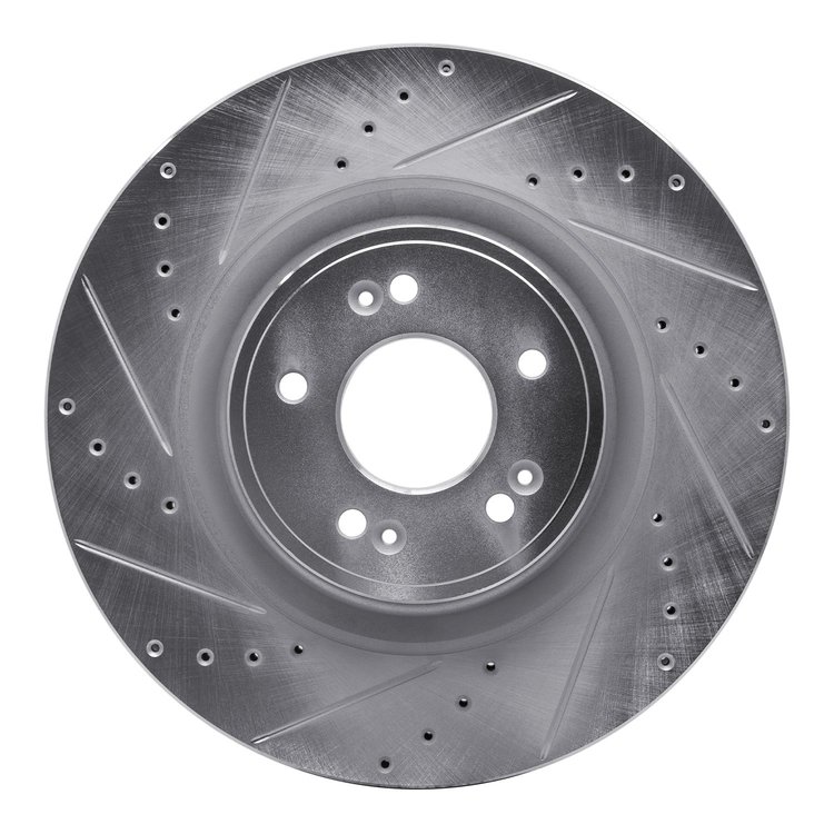 631-03058L Drilled/Slotted Brake Rotor [Silver], 2018-2020 Kia/Hyundai/Genesis, Position: Front Left