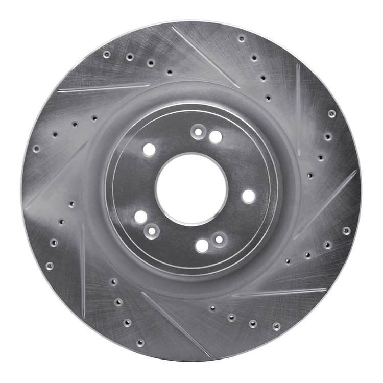631-03058R Drilled/Slotted Brake Rotor [Silver], 2018-2020 Kia/Hyundai/Genesis, Position: Front Right
