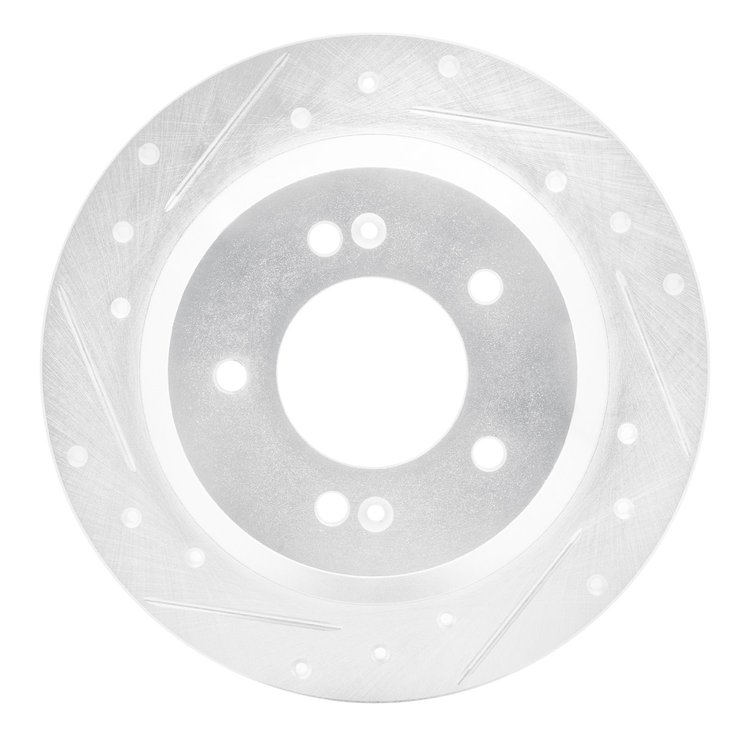 631-03059L Drilled/Slotted Brake Rotor [Silver], Fits Select Kia/Hyundai/Genesis, Position: Rear Left