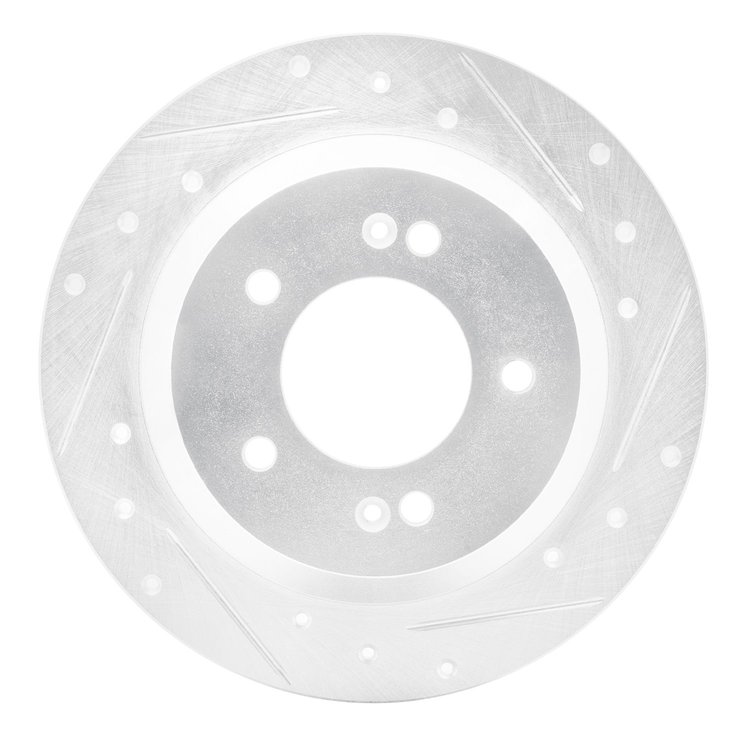 631-03059R Drilled/Slotted Brake Rotor [Silver], Fits Select Kia/Hyundai/Genesis, Position: Rear Right