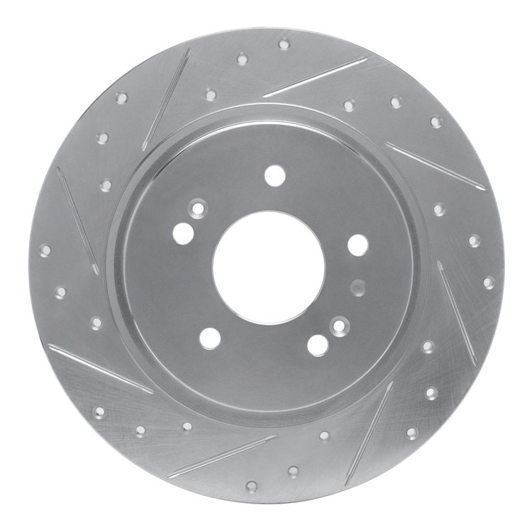631-03060L Drilled/Slotted Brake Rotor [Silver], Fits Select Kia/Hyundai/Genesis, Position: Rear Left