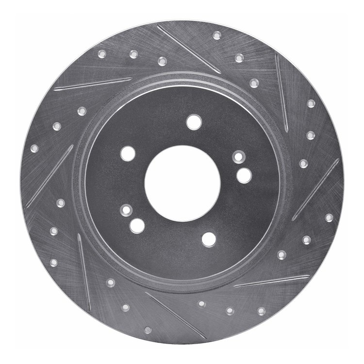631-03060R Drilled/Slotted Brake Rotor [Silver], Fits Select Kia/Hyundai/Genesis, Position: Rear Right