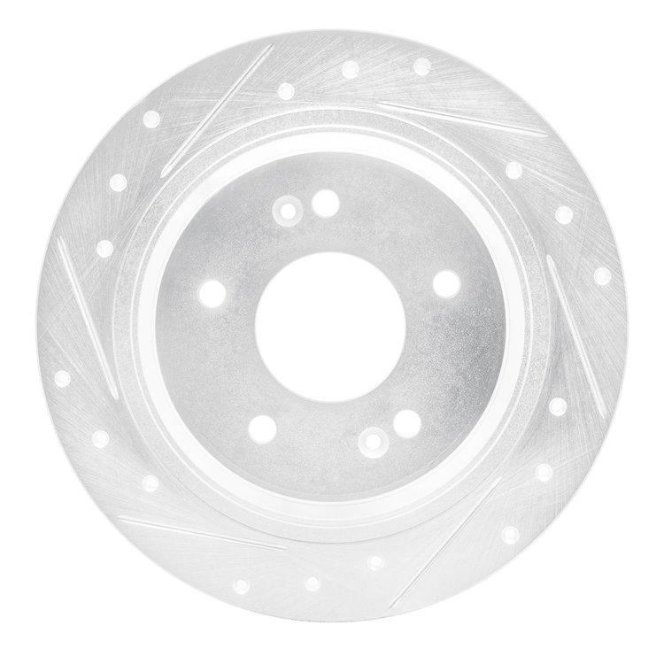 631-03063L Drilled/Slotted Brake Rotor [Silver], Fits Select Kia/Hyundai/Genesis, Position: Rear Left