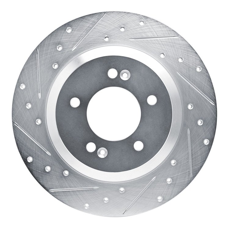 631-03065L Drilled/Slotted Brake Rotor [Silver], Fits Select Kia/Hyundai/Genesis, Position: Rear Left