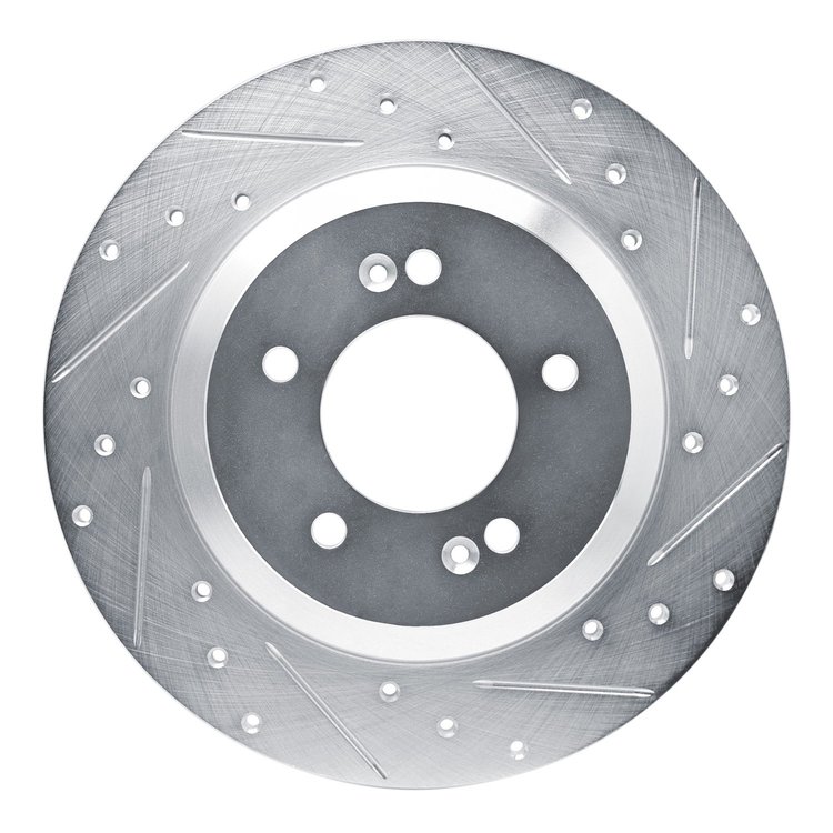631-03065R Drilled/Slotted Brake Rotor [Silver], Fits Select Kia/Hyundai/Genesis, Position: Rear Right