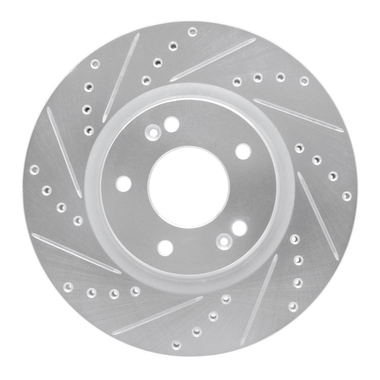 631-03066L Drilled/Slotted Brake Rotor [Silver], Fits Select Kia/Hyundai/Genesis, Position: Front Left