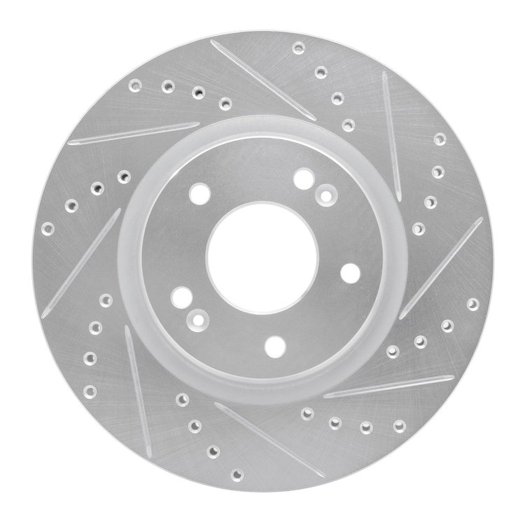 631-03066R Drilled/Slotted Brake Rotor [Silver], Fits Select Kia/Hyundai/Genesis, Position: Front Right